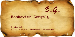 Boskovitz Gergely névjegykártya
